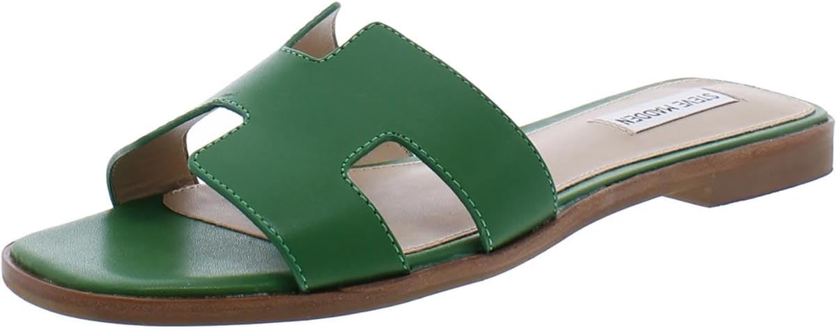 Steve Madden Single Strap Leather Flat Sandals For Women, White - Size 9.5 (Like New)