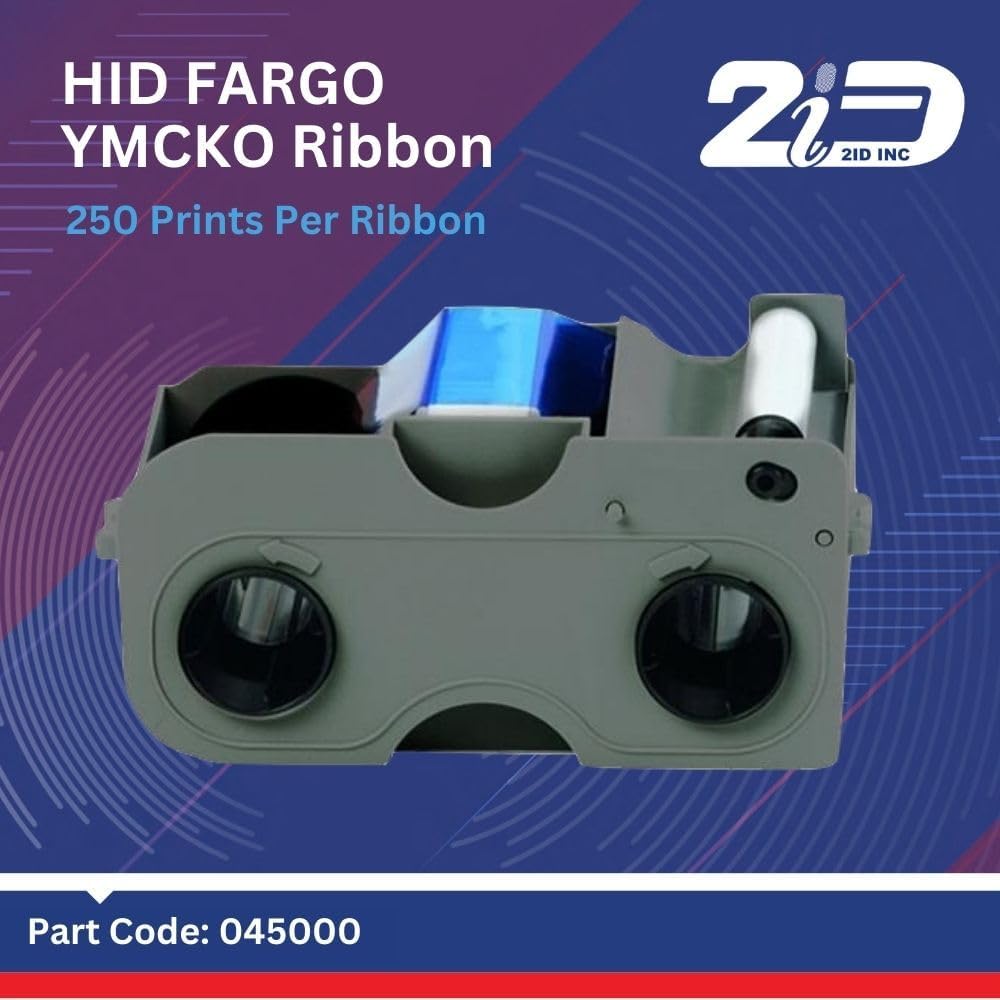 2ID Rectangular Polyvinyl Chloride YMCKO Ribbon Cartridge with Cleaning Roller (Like New)