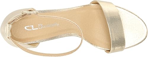 Chinese Laundry Jody 2-Strap Block Heel Sandal For Women, Lt Gold, Size 7.5 Wide (Like New, Damaged Retail Box)