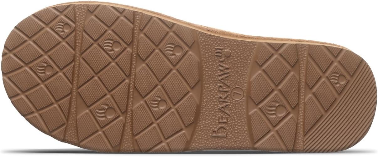 Bearpaw Suede Wool Lined Slip-On Slippers Indoor Outdoor For Women - Hickory, 8 (Like New)