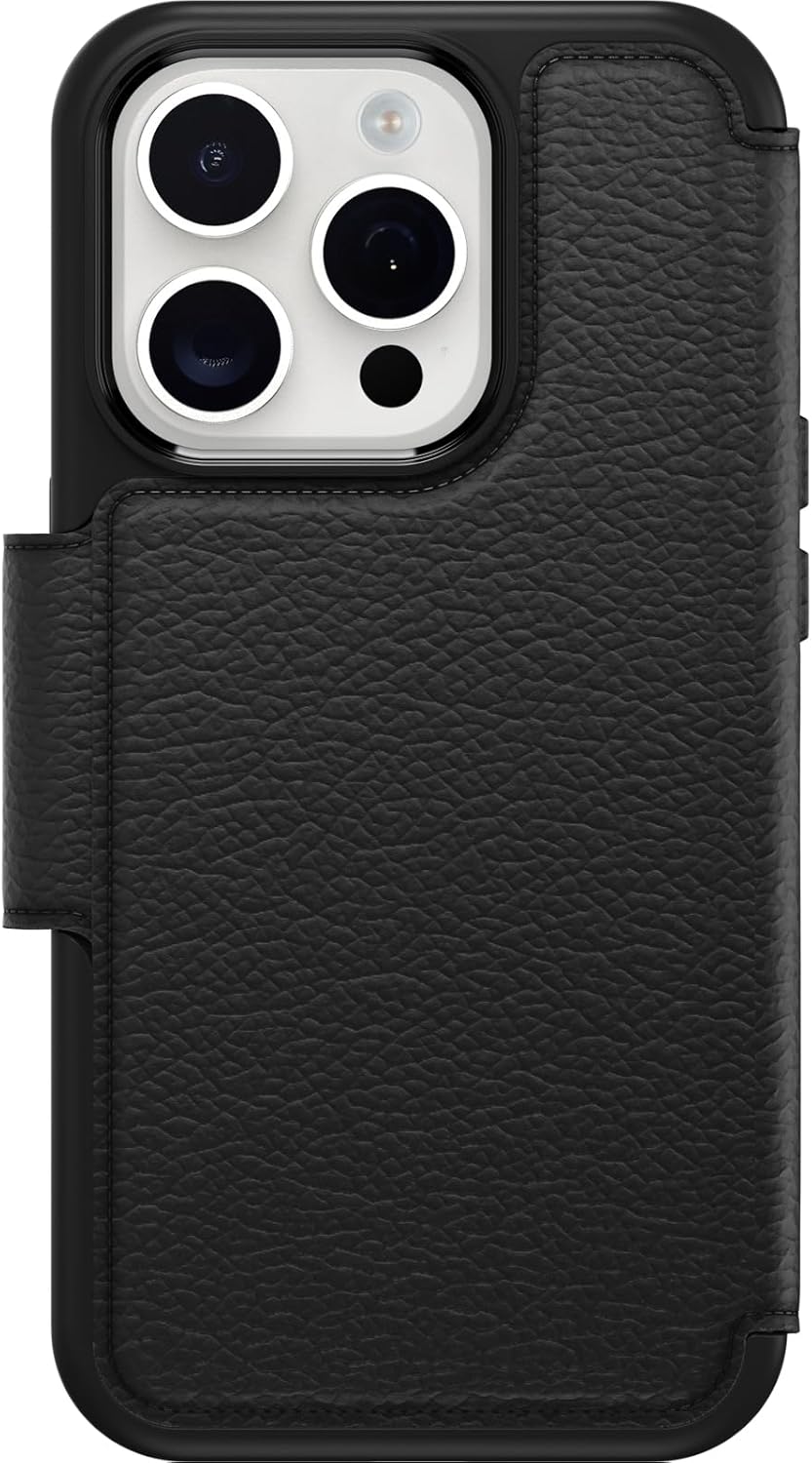 OtterBox MagSafe Magnetic 4.7" Strada Folio Series Case for iPhone 15 Pro, BLACK (Like New, No Retail Box)