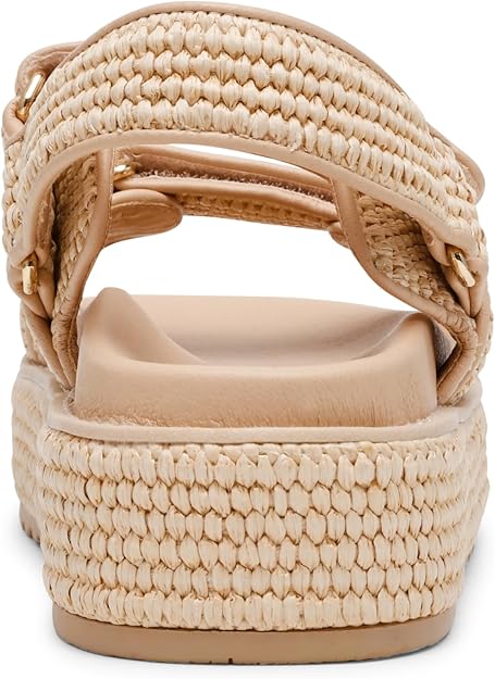 Steve Madden Bigmona Sandal for Women's, Rubber Sole - Natural Raffia, Size 8.5 (Like New)