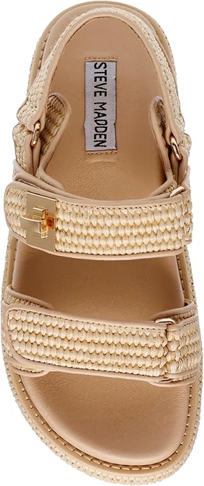 Steve Madden Womens BIGMONA Flatform & Comfort Sandal, Natural Raffia - Size 9.5 (Like New, Damaged Retail Box)