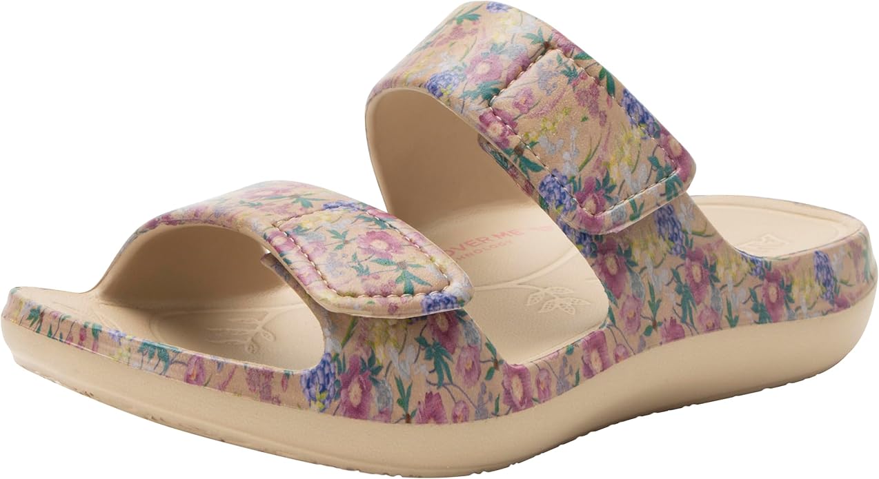 Alegria Women Double Strap Lightweight Recovery Slide Sandal With Arch Support (Like New)