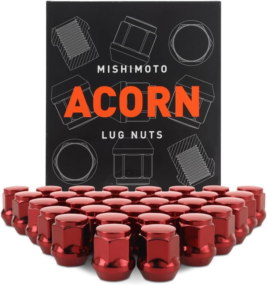 Mishimoto MMLG-AC1415-32RD Steel Lug Nut Fits Vehicles with M14x1.5 Threads, Red (Like New)