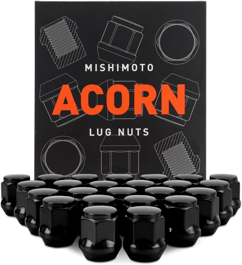 Mishimoto Steel Lug Nuts with Acorn/Taper Seats for Vehicles, 24pc Set, Black (Like New)