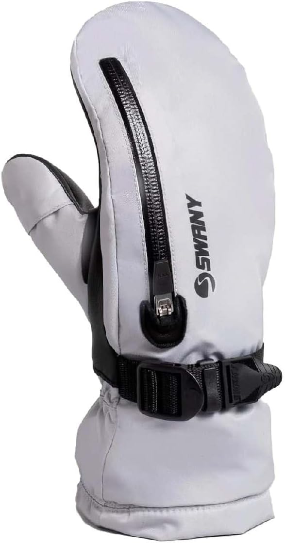 Swany Arctic Durable Leather Winter Mittens for Men’s, Light Gray, X-Large Size (Used)