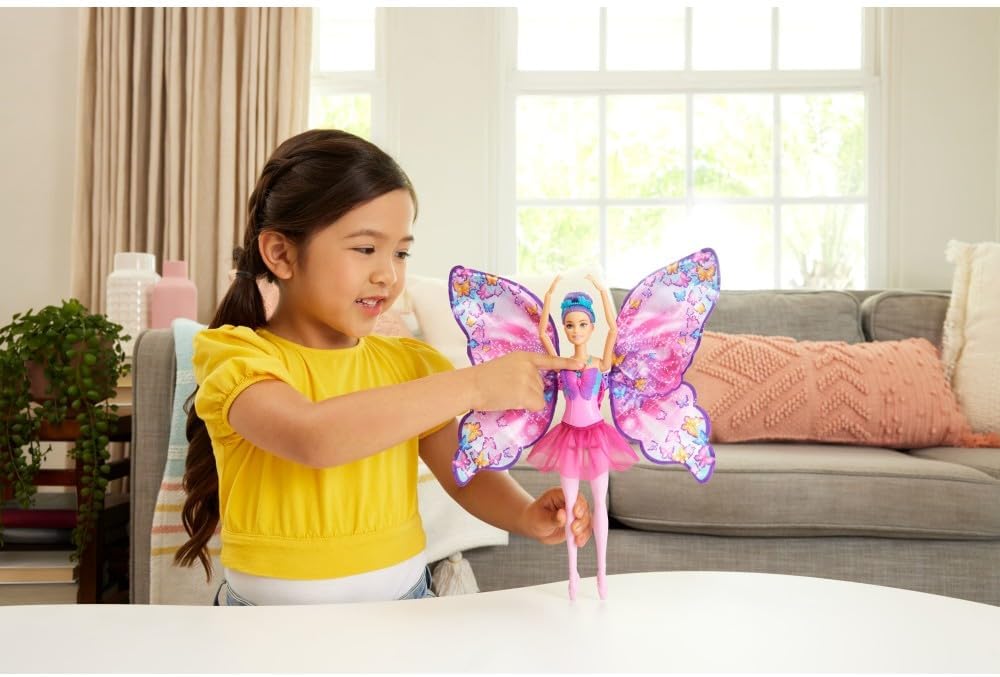 Barbie HXJ10 Dance & Flutter Doll w/ Opening Wings for 3+ Year kids, Multicolor (Like New)