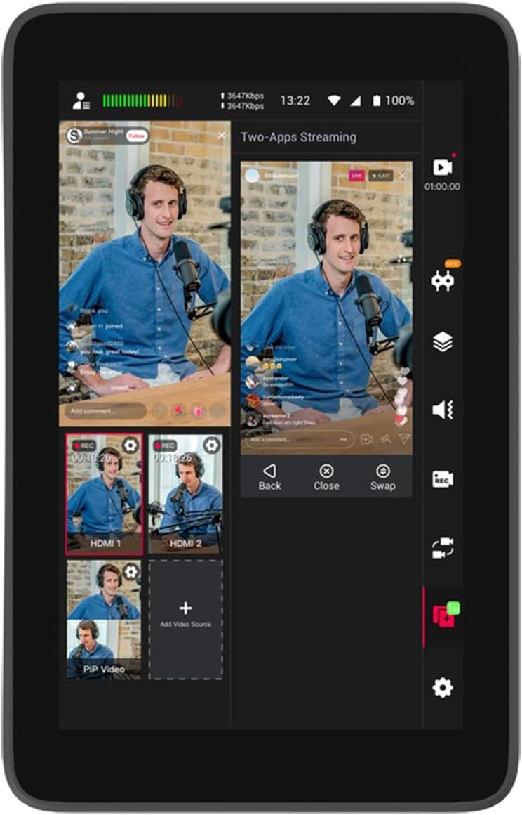 YoloLiv YoloBox Portable Live Stream HDMI Studio Video Monitor, 2 Ports - Black (Like New)