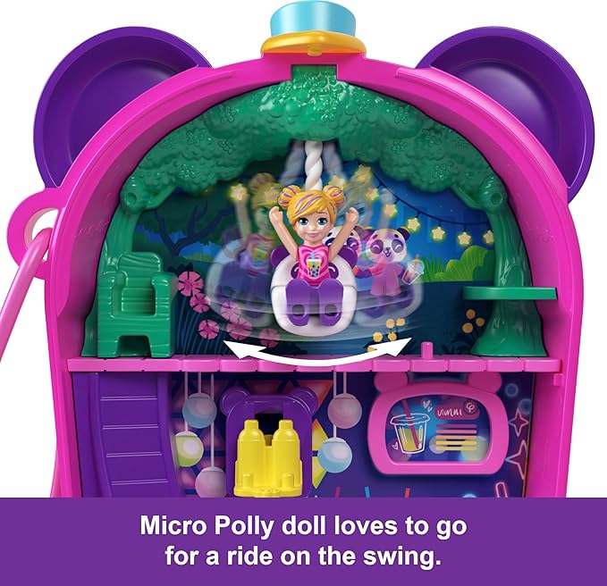 Polly Pocket Bubble Tea Panda Playset with 2 Micro Dolls, Pet Panda - Multicolor (New, Damaged Retail Box)