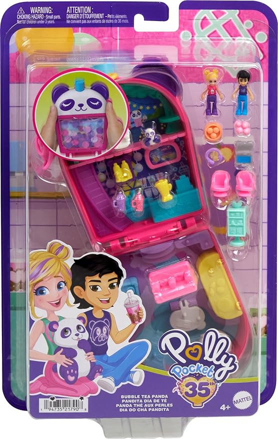 Polly Pocket Bubble Tea Panda Playset with 2 Micro Dolls, Pet Panda - Multicolor (New, Damaged Retail Box)