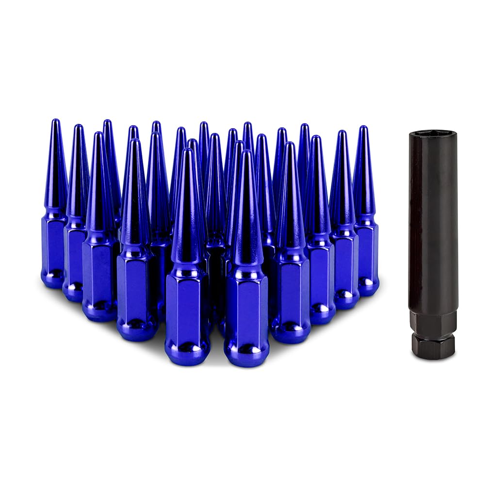 Mishimoto MMLG-SP1215-24BL Spiked Lug Nuts for vehicles, 24-PC Set - Blue (Like New)