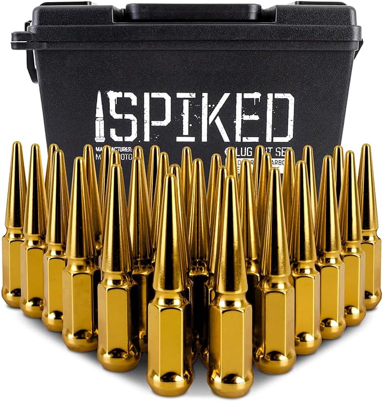 Mishimoto Spiked Lug Nuts, Fits with M14x1.5 Studs and Acorn-Style Seats - Gold (Like New)