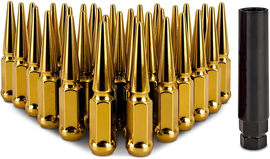 Mishimoto Spiked Lug Nuts, Fits with M14x1.5 Studs and Acorn-Style Seats - Gold (Like New)
