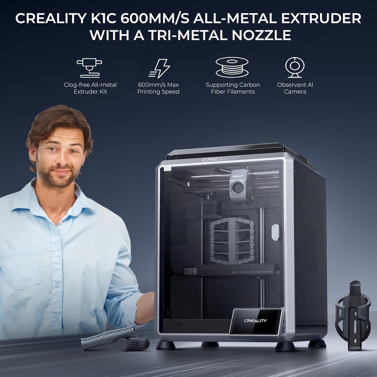 Creality 3D K1C CoreXY High-Speed 3D Printer with AI Camera and Auto Calibration (Used)