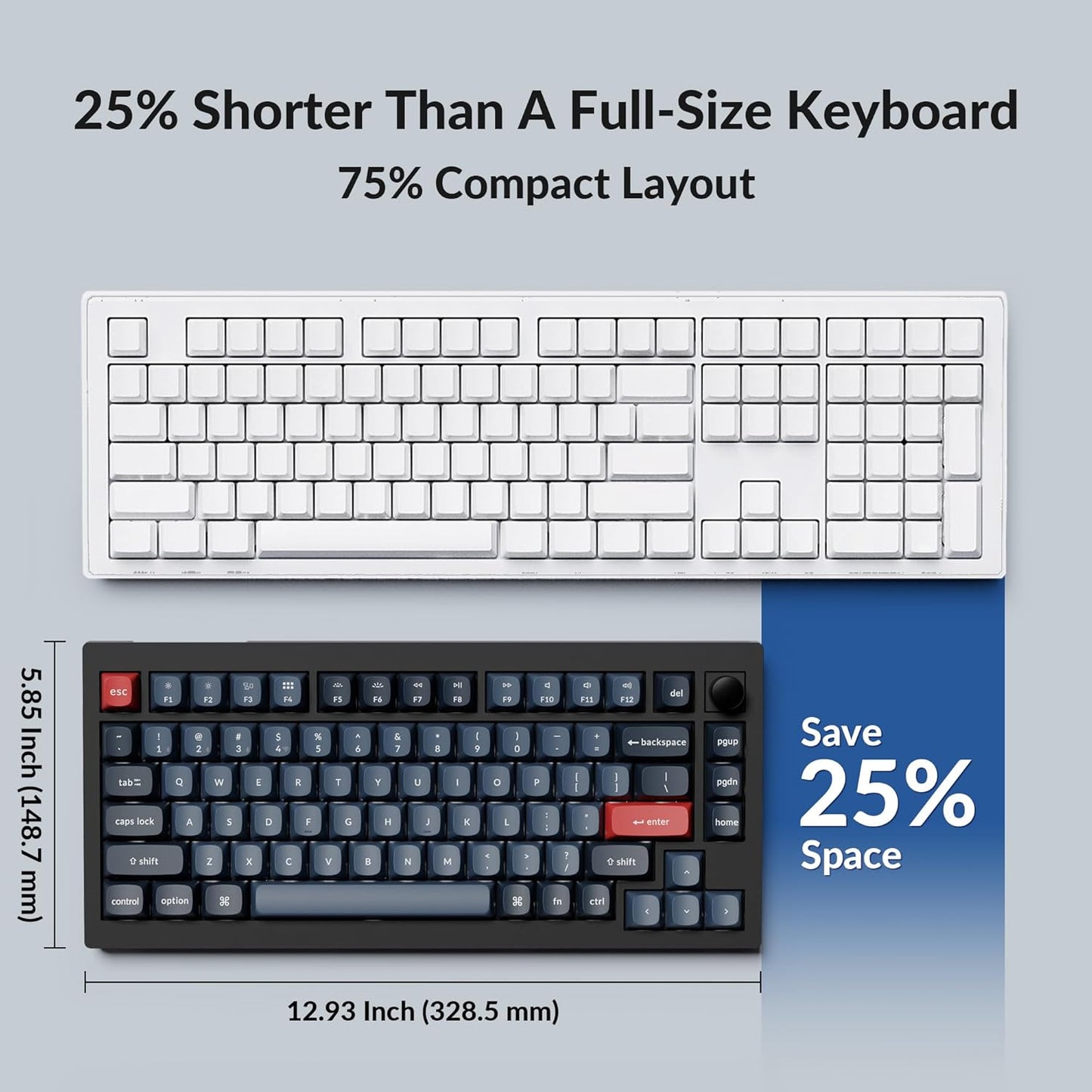 Keychron V1 Max Custom Wireless Mechanical Gaming Keyboard for Mac Windows Linux (Used)