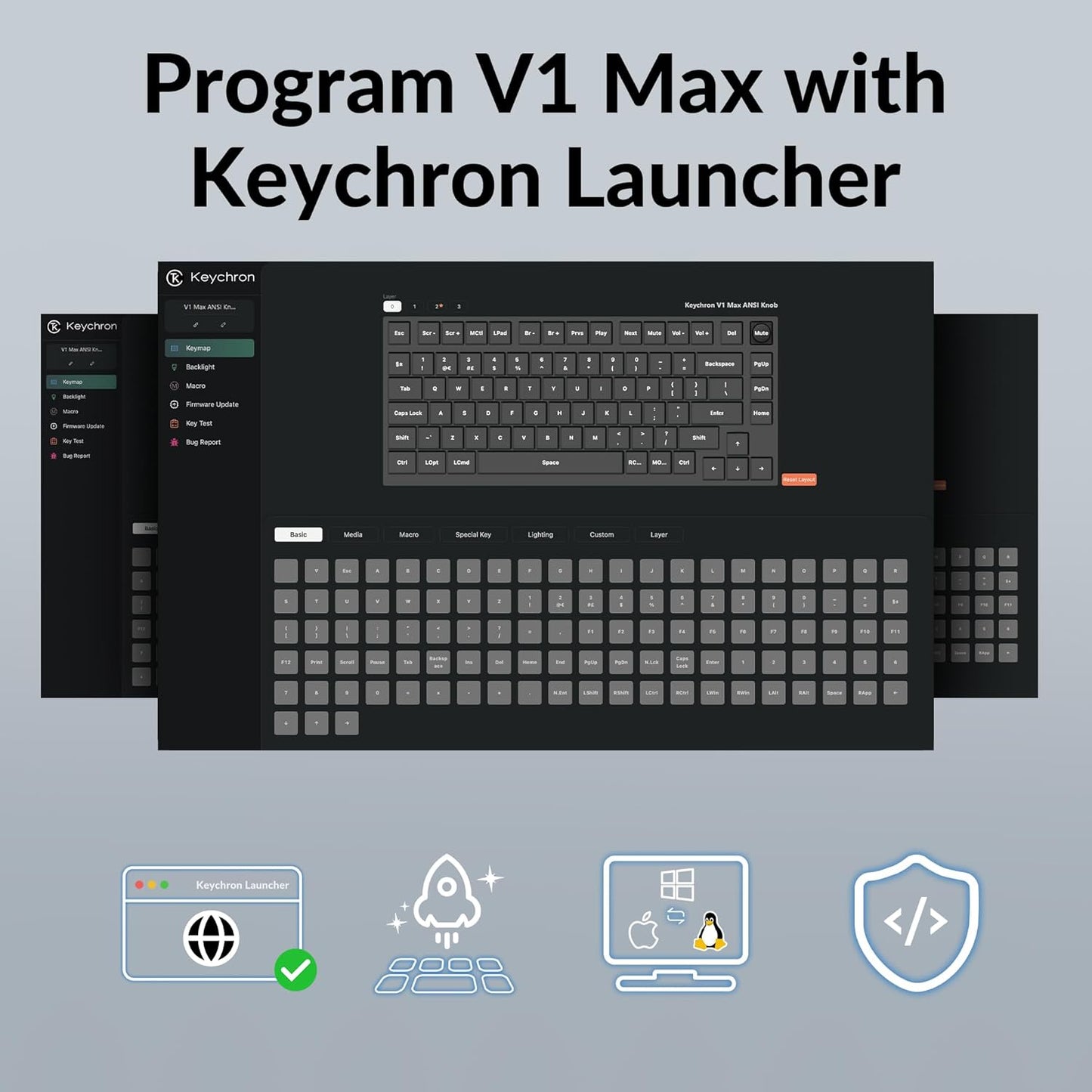 Keychron V1 Max Custom Wireless Mechanical Gaming Keyboard for Mac Windows Linux (Used)