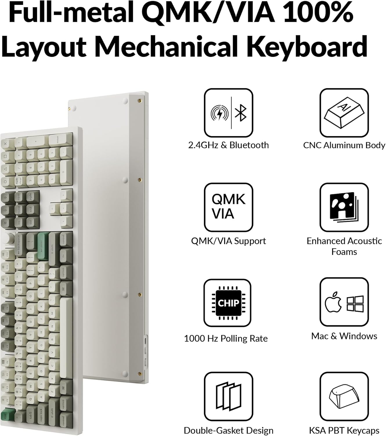 Keychron Q6 Backlit 87 Keys Wireless Custom Mechanical Keyboard for Mac/Windows (Like New)