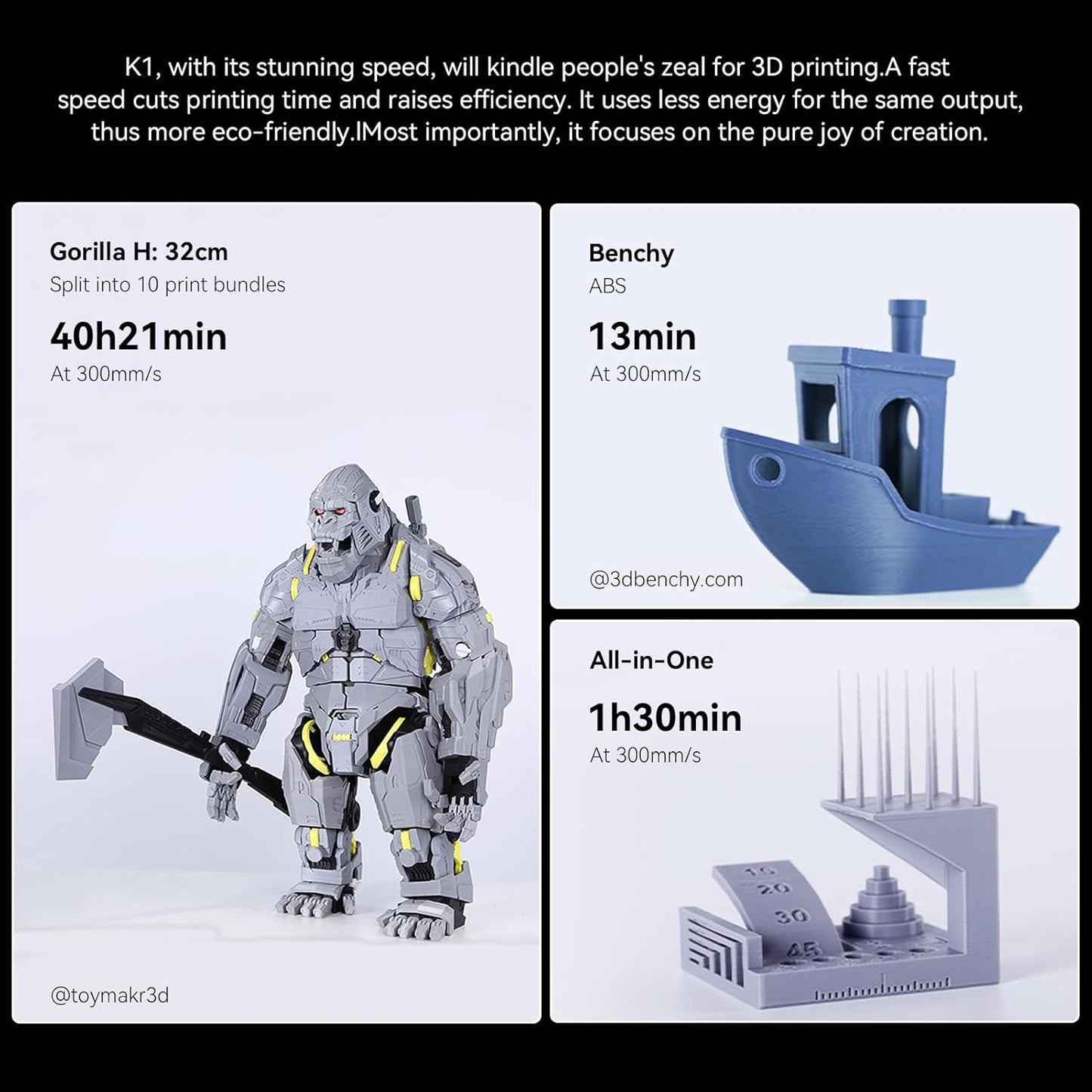 Creality K1 Speedy 3D Printer, 600mm/s High Speed (Used)