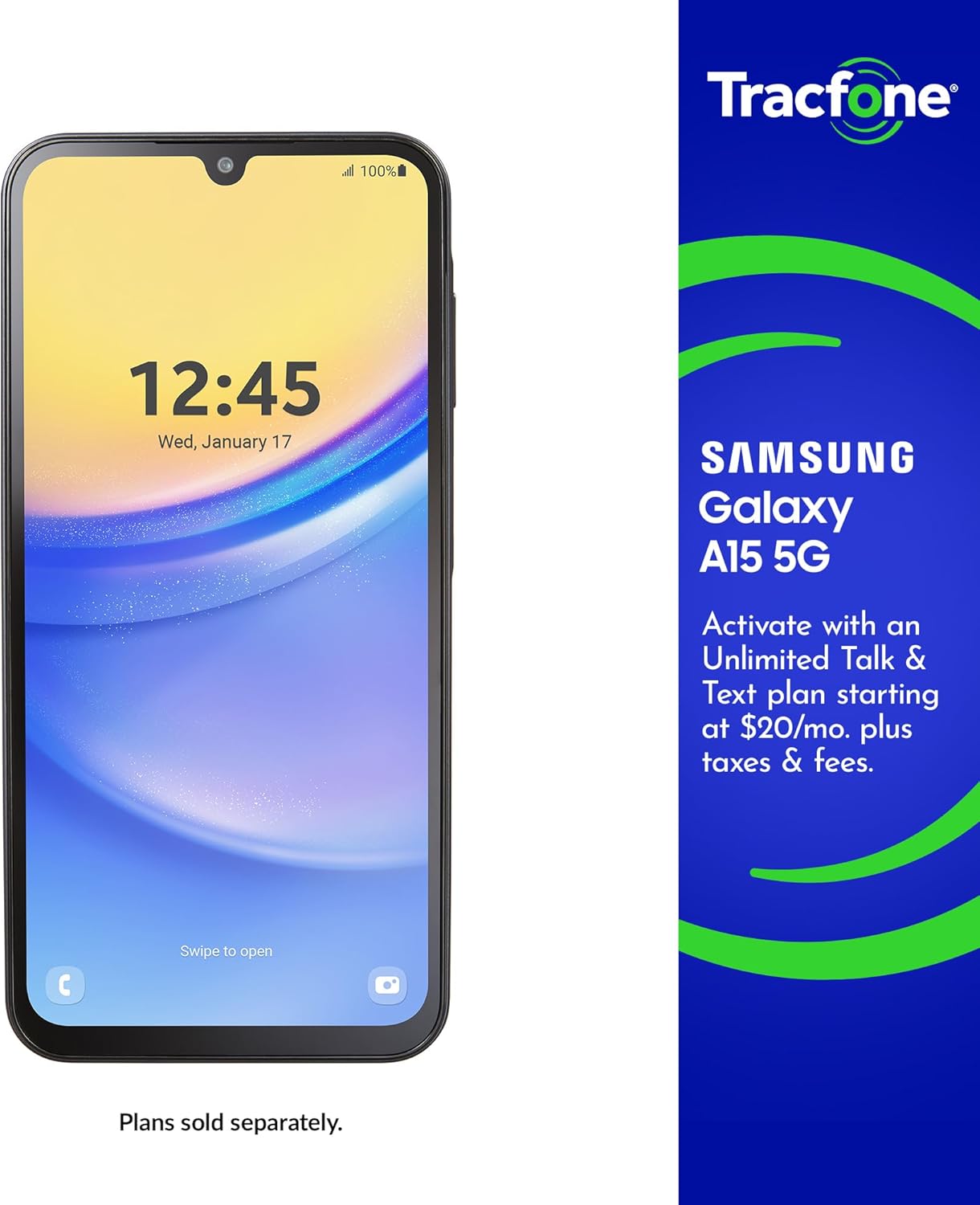 Samsung Galaxy A15 5G TracFone 128+4GB 6.5" Locked Smartphone, 50MP Camera Black (Like New)