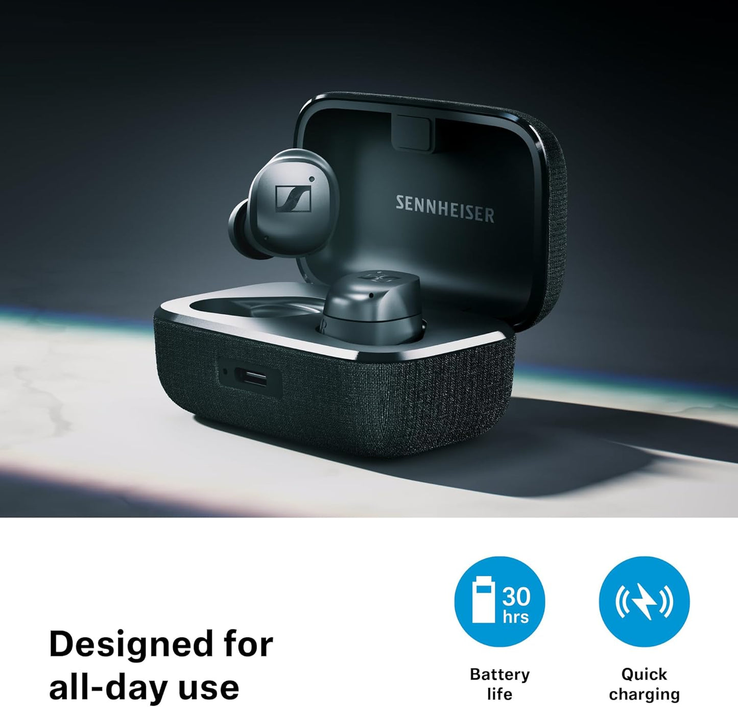 Sennheiser Momentum True Wireless 4 Smart Earbuds, 30H Battery - Black Graphite (Like New)