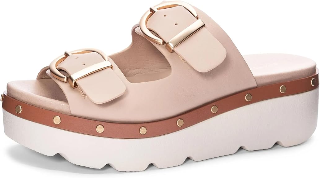 Chinese Laundry SURFS UP-001 Leather Platform Wedge Sandal For Women, Beige - 9 (Like New, No Retail Box)