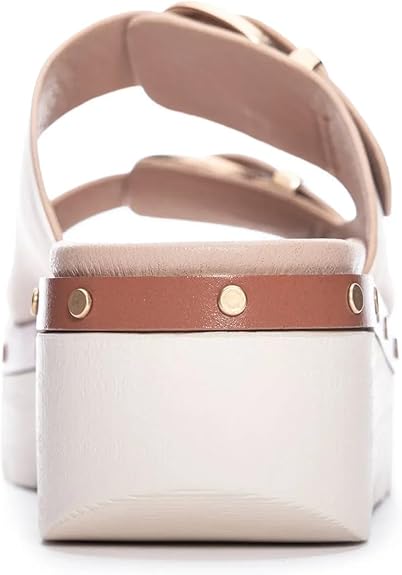 Chinese Laundry SURFS UP-001 Leather Platform Wedge Sandal For Women, Beige - 9 (Like New, No Retail Box)