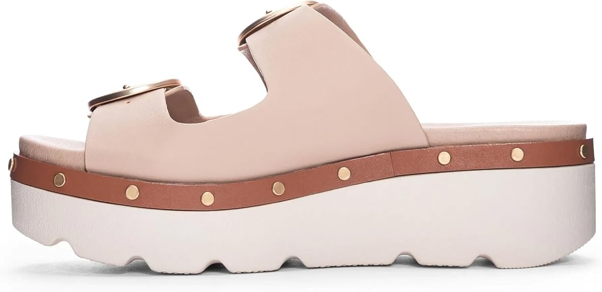 Chinese Laundry SURFS UP-001 Leather Platform Wedge Sandal For Women, Beige - 9 (Like New, No Retail Box)