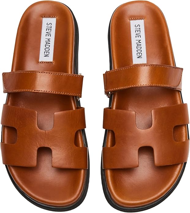 Steve Madden Mayven Flatform Slide Sandal for Women, Camel Leather - Size 6- (Used, No Retail Box)