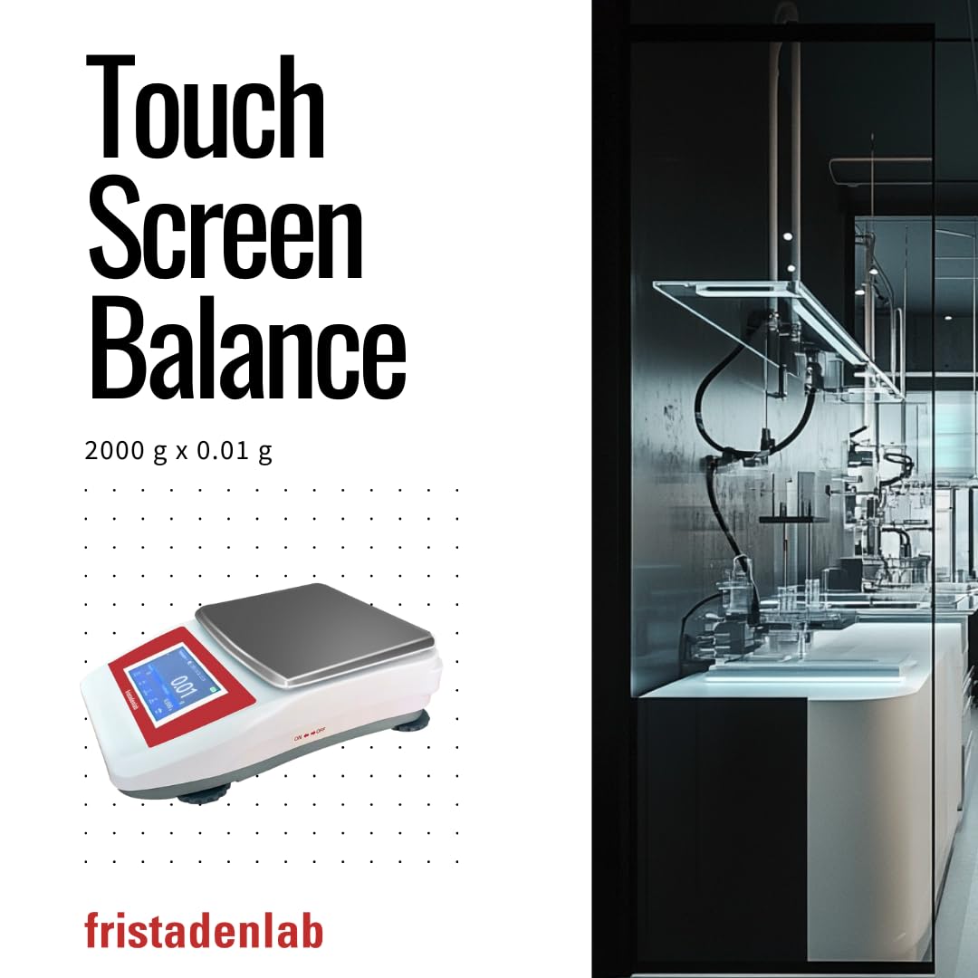 Fristaden Lab 2000Grams Touch Screen Analytical Balance for Lab Scale, Red/White (Like New)
