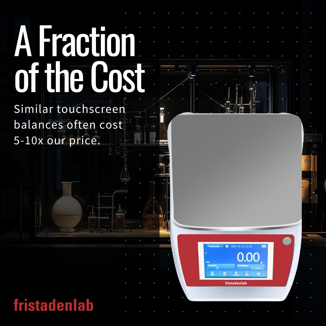 Fristaden Lab 2000Grams Touch Screen Analytical Balance for Lab Scale, Red/White (Like New)
