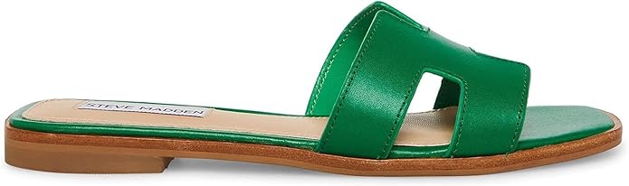 Steve Madden Women's Slip On Hadyn Slide Leather Sandal, Synthetic Rubber Sole (Like New)