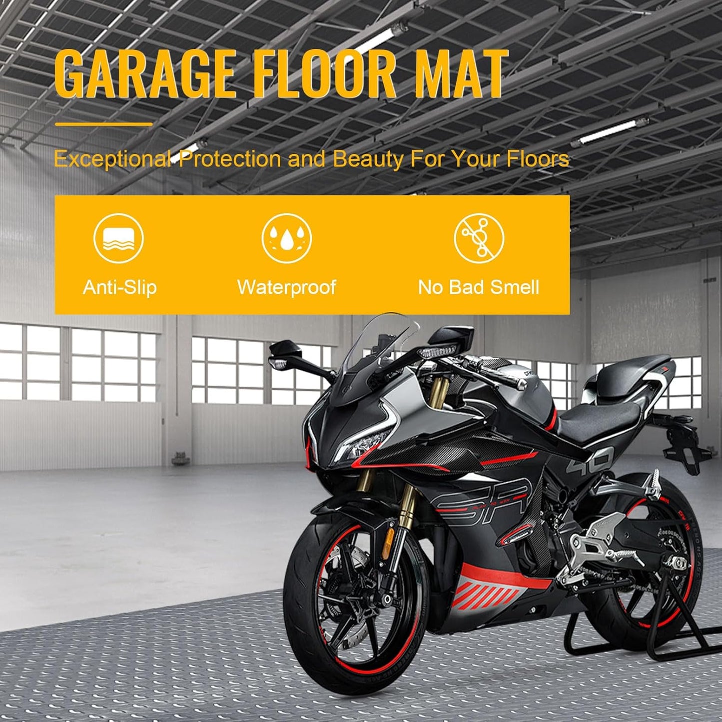 Grandroad auto HTX1 Non-Slip Floor Mat for Garage/Warehouse - Abrasion Resistant (Like New)