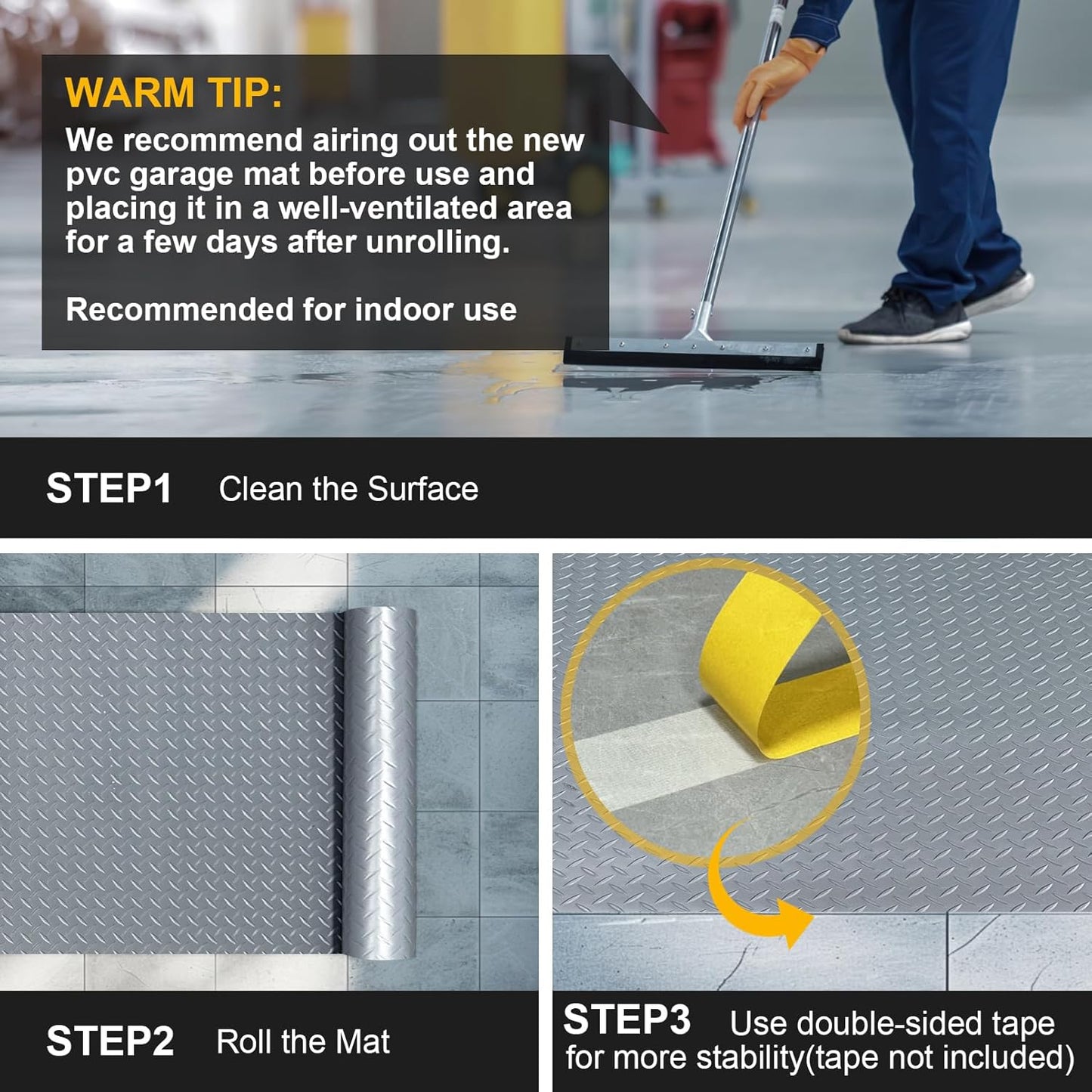 Grandroad auto HTX1 Non-Slip Floor Mat for Garage/Warehouse - Abrasion Resistant (Like New)