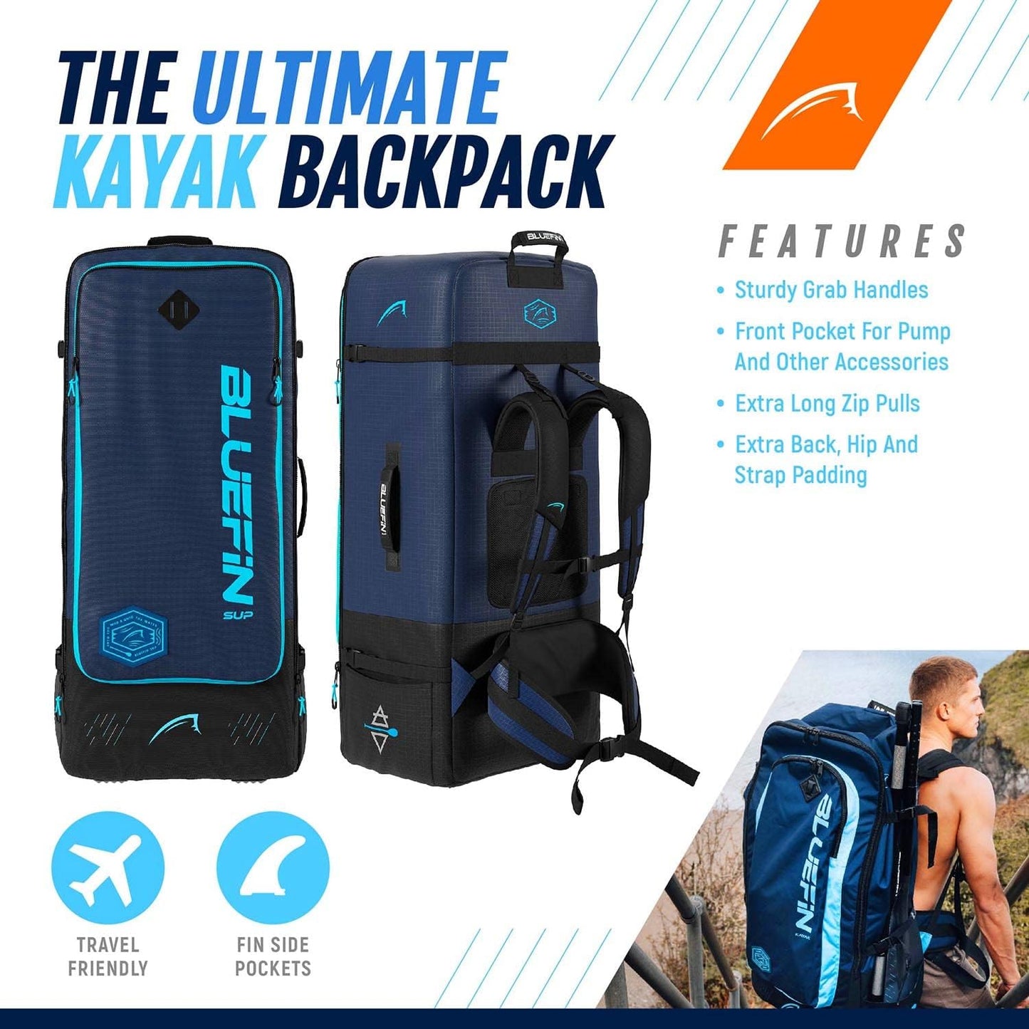 Bluefin SUP Ranger & Scout Inflatable Kayak w/ Pump, Phone Case, Backpack - Blue (Used)