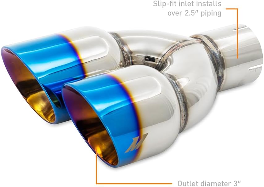 Mishimoto MMEXH-TIP-FSTBT Dual Offset Exhaust Tips, 2.5" Inlet, Platinum/Blue (Like New, No Retail Box)