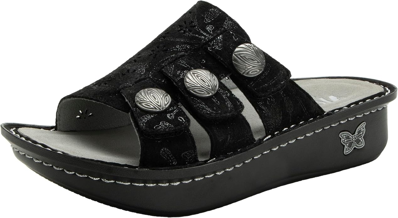 Alegria Women Slip On Julee Triple Adjustable Leather Platform Slide Sandal (Used, No Retail Box)