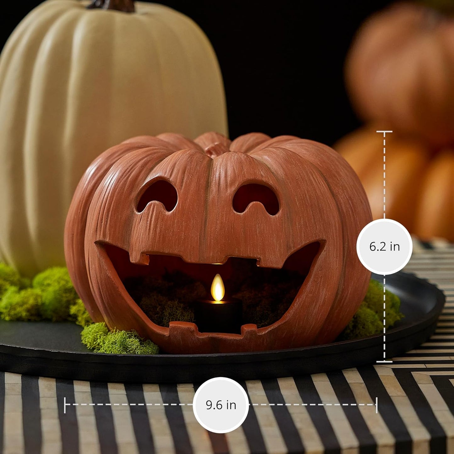 Luminara Jack-o'-Lantern Resin Pumpkin Tealight Holder for Indoor or Outdoor (Like New)