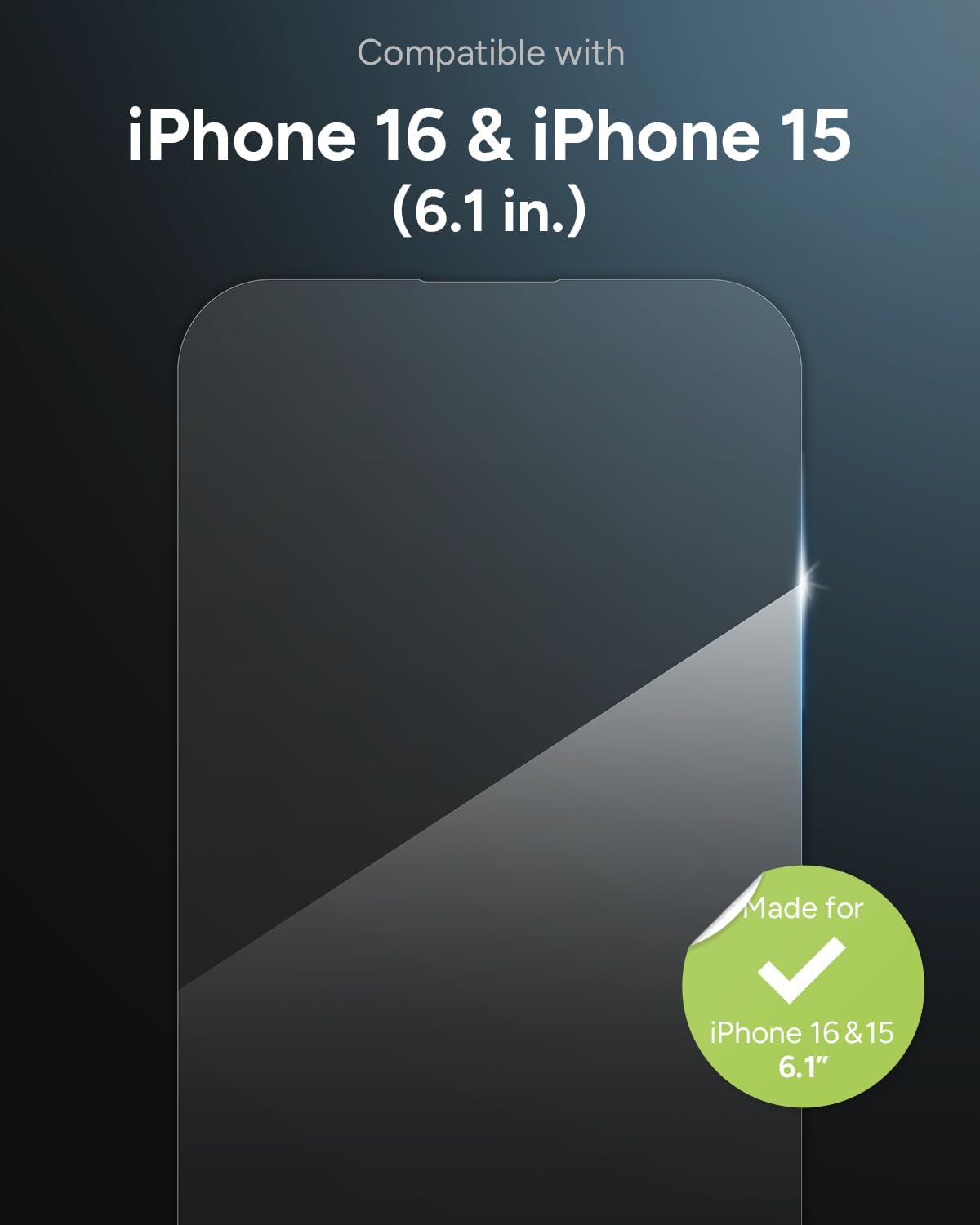 ZAGG Scratch Resistant Screen Protector for iPhone 16/15-5X, Glossy, Size 6.1" (New)