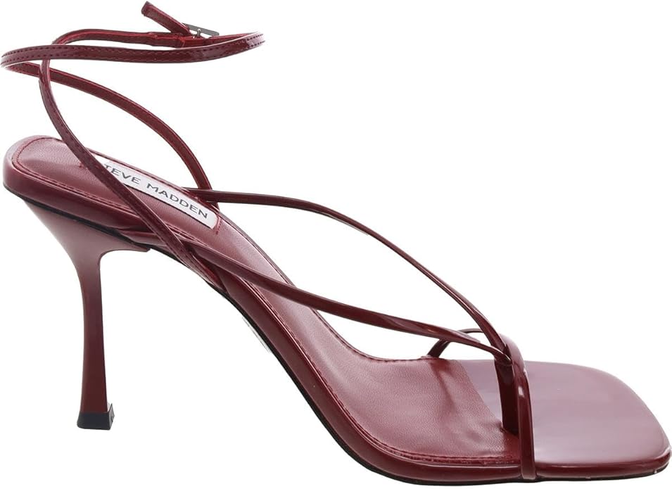 Steve Madden Women's Annie Heeled Sandal, Rubber Sole, Size 8.5 - Wine Patent (Like New)