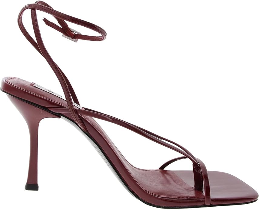 Steve Madden Women's Annie Heeled Sandal, Rubber Sole, Size 8.5 - Wine Patent (Like New)