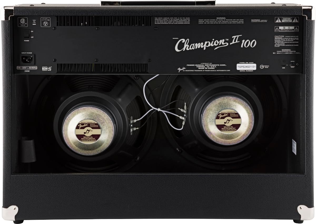 Fender Champion II Channels 100 Watts Guitar Amp, 15 Built-In Effects - Black (Like New)