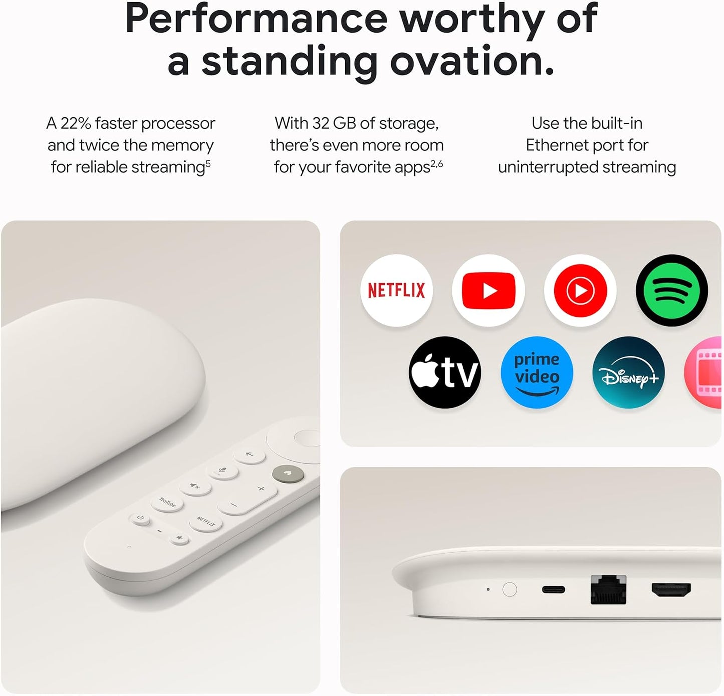 Google TV Streamer 4K Smart Home Control Voice Search Remote, 32 GB - Porcelain (Like New)