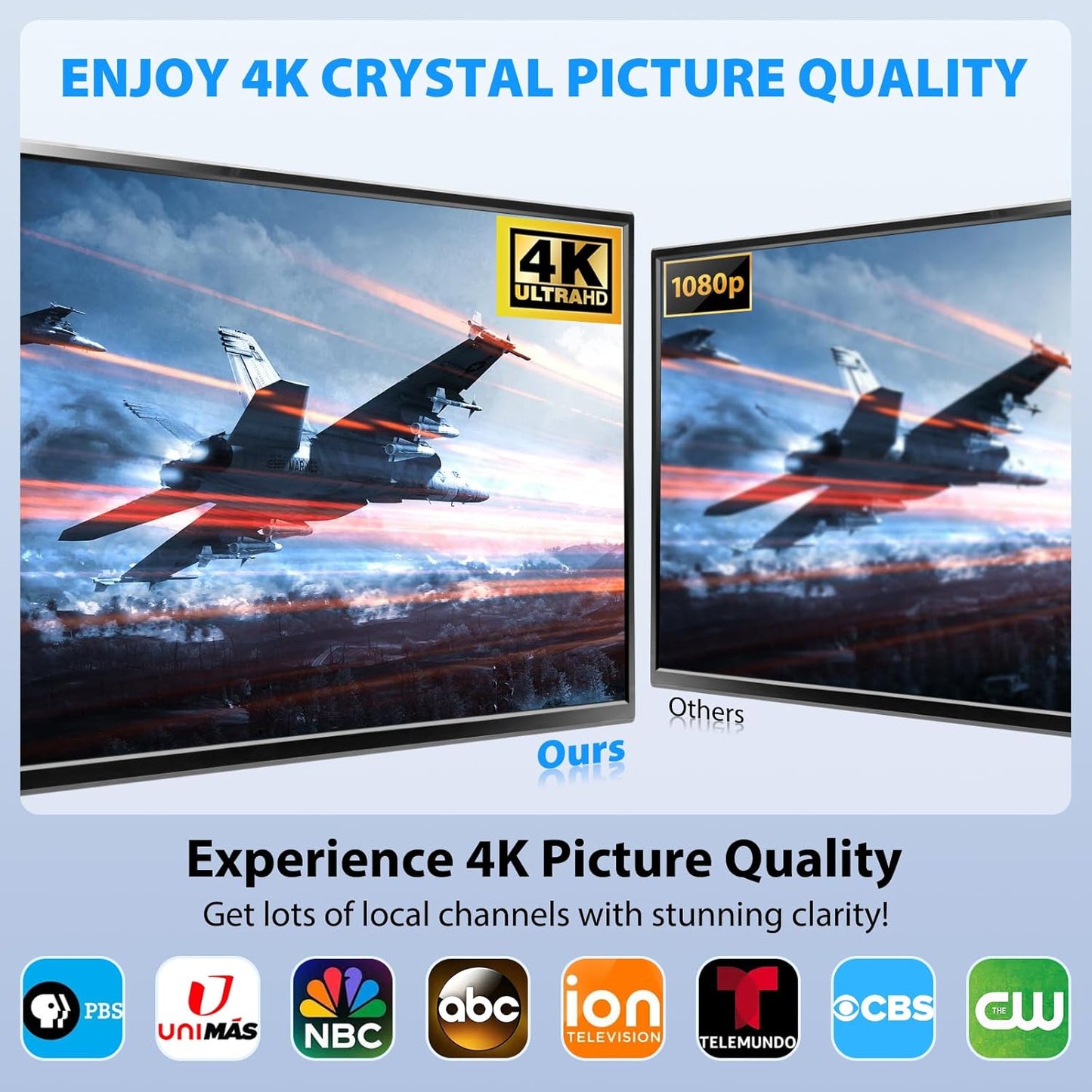 Qtbvae 300 Channels Long Range Reception HD Digital Antenna for Smart TV - Black (Used)