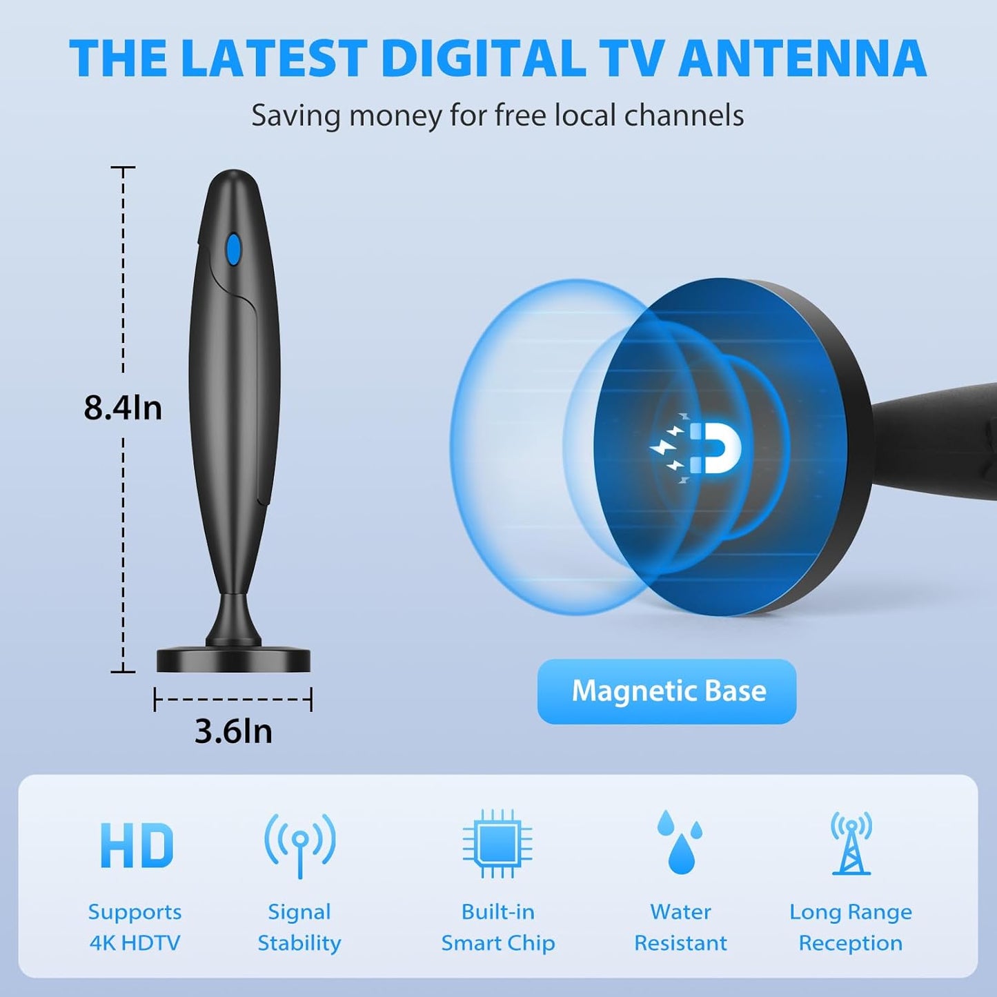 Qtbvae 300 Channels Long Range Reception HD Digital Antenna for Smart TV - Black (Used)