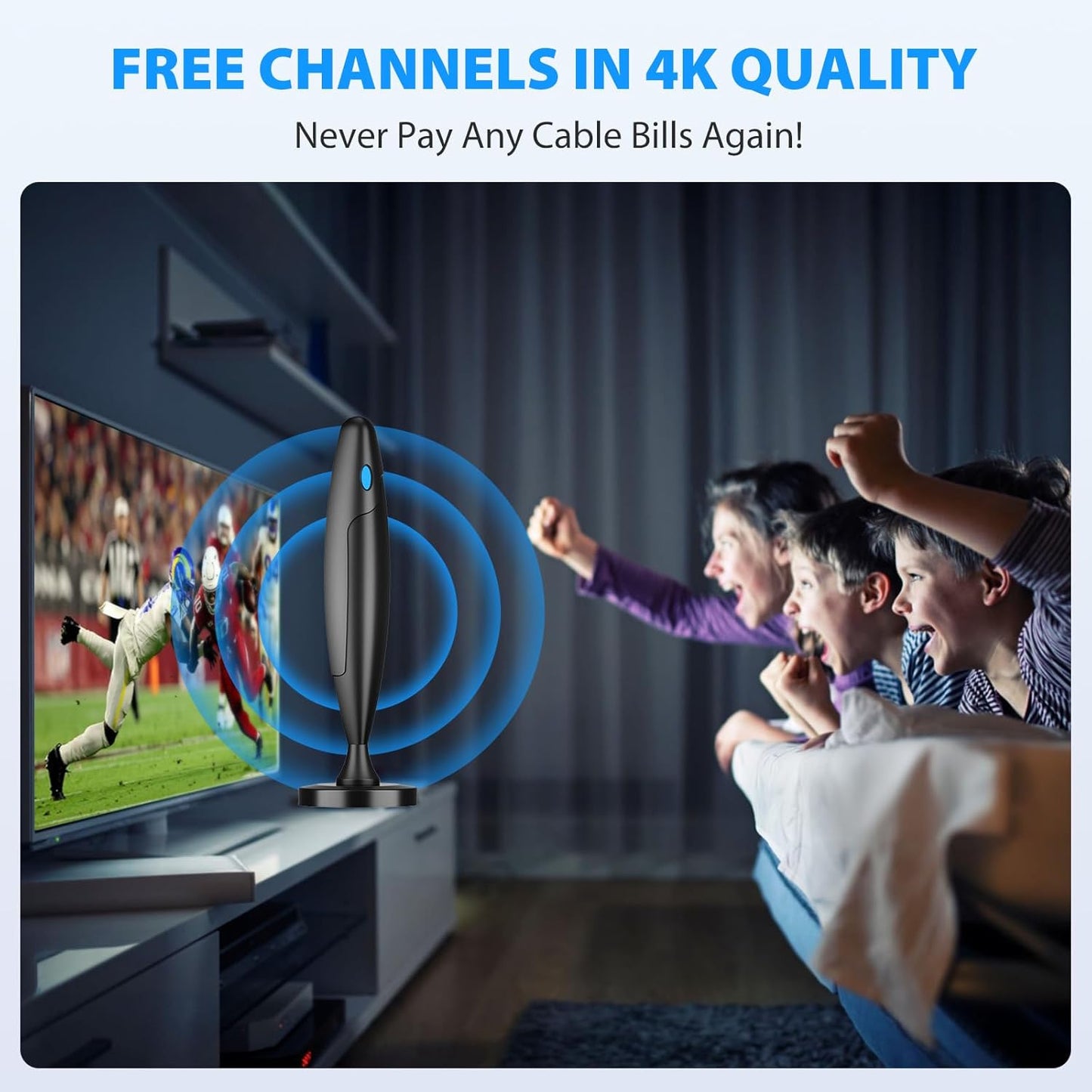 Qtbvae 300 Channels Long Range Reception HD Digital Antenna for Smart TV - Black (Used)
