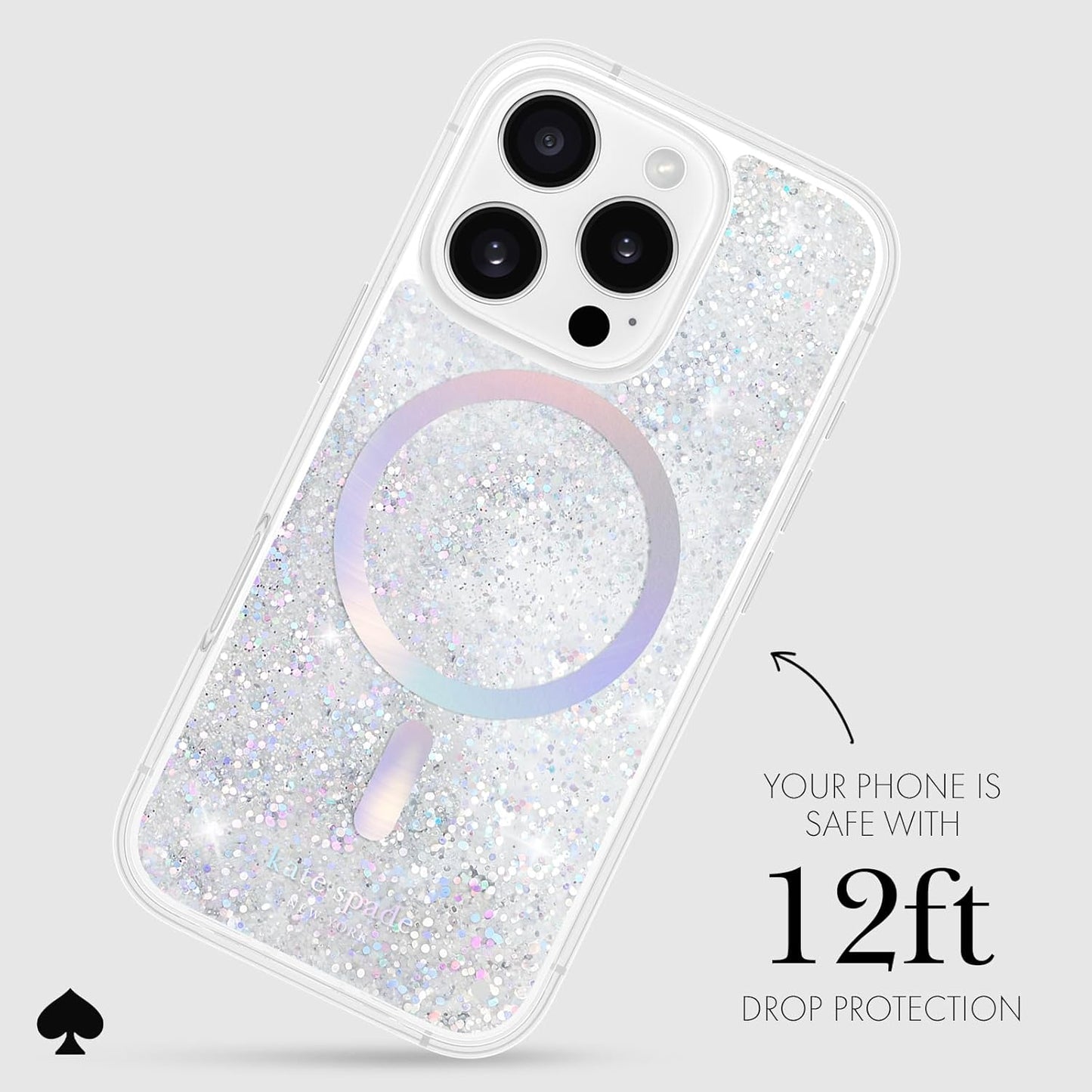 Kate Spade Magsafe Adults Case For Iphone 16 Pro, Liquid Glitter Iridescent (Like New)