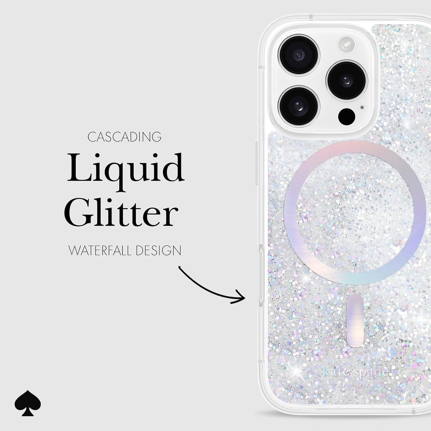 Kate Spade Magsafe Adults Case For Iphone 16 Pro, Liquid Glitter Iridescent (Like New)