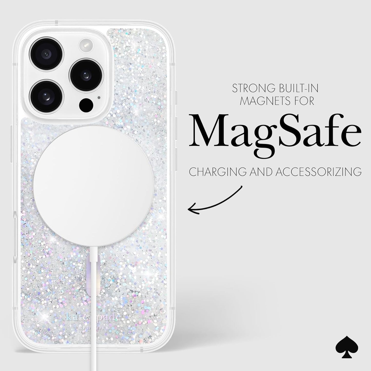 Kate Spade Magsafe Adults Case For Iphone 16 Pro, Liquid Glitter Iridescent (Like New)