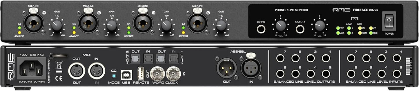 RME USB Fireface 802 FS AE kHz 60 Channel's Audio Interface for Microphone & PC (Like New)